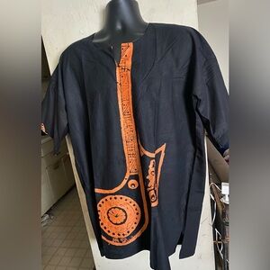 Black and Orange Graphic Tunic